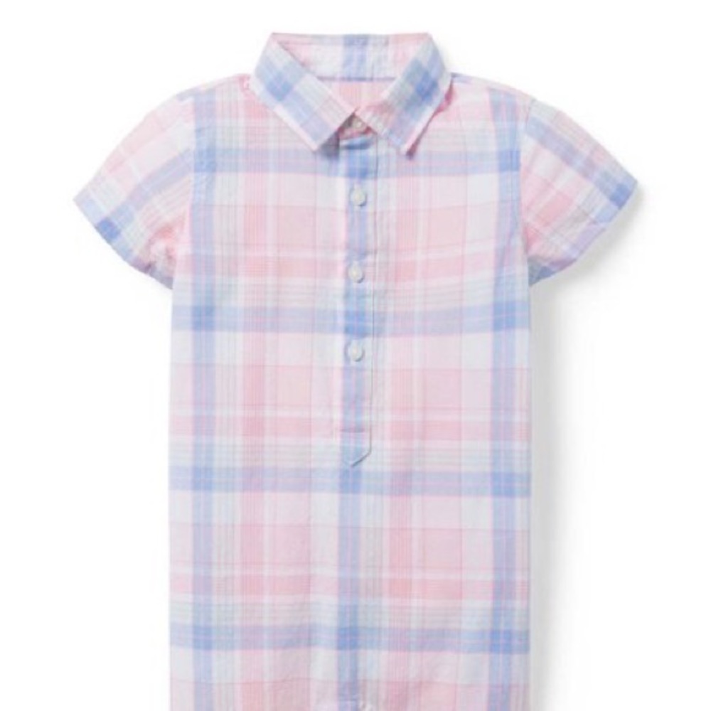 Janie and Jack pink plaid collared jumpsuit